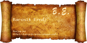 Barcsik Ernő névjegykártya